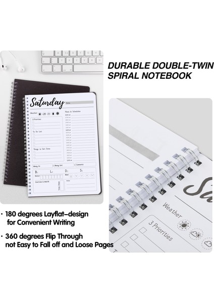No.24 Tarzı Saatlik Zaman Çizelgesi Günlük Iş Planlayıcı Spiral Ajanda Not Defteri Sağlık Günlüğü - Esnek Pvc Kapaklı (Yurt Dışından) fırsatları
