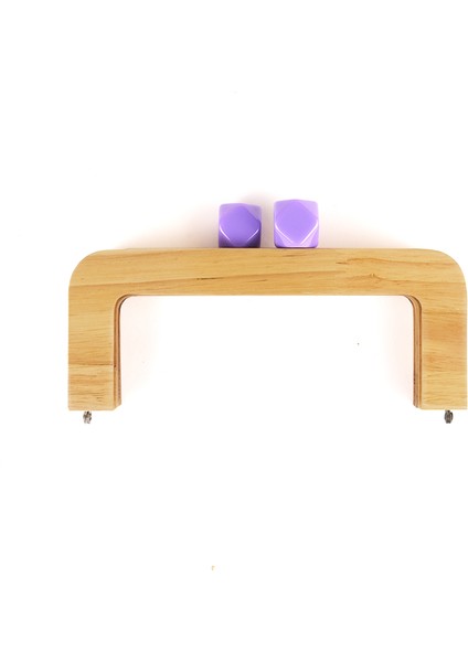 20 cm Ahşap Burs Lila Akrilik Boncuk Başlıklı Çanta Bursu Natural Renk