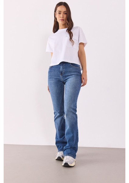 Emilie Dirty Med Blue Bootcut Jean Pantolon - Dırty Med Blue fiyatları