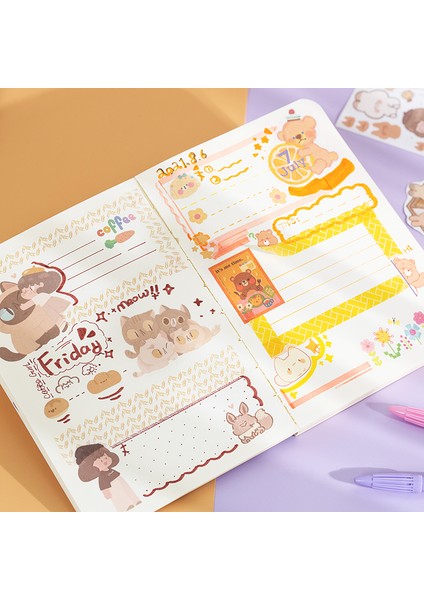 No.11 Stili 50 Sayfa Sevimli Kız El Hesabı Sticker Seti Kendin Yap Süsleme Kawaii El Hesabı Defter Kupa Desen Sticker Kırtasiye (Yurt Dışından) modelleri