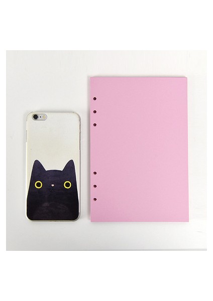 Pembe Boş Stil A6 Siyah Şirin Fermuarlı Çanta ile Şeffaf Halkalı Defter Iç Çekirdek Kapak Defter Planlayıcı Ofis Kırtasiye (Yurt Dışından)