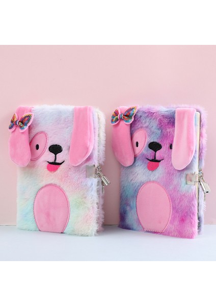 Kırmızı Stil A5 Kilitli Sevimli Köpekli Peluş Defter A5 Günlük Çizgili Kağıt Planlayıcı Organizatör Kawaii Okula Dönüş Not Defteri Kore El Kitabı (Yurt Dışından)