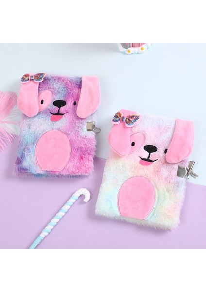 Kırmızı Stil A5 Kilitli Sevimli Köpekli Peluş Defter A5 Günlük Çizgili Kağıt Planlayıcı Organizatör Kawaii Okula Dönüş Not Defteri Kore El Kitabı (Yurt Dışından)