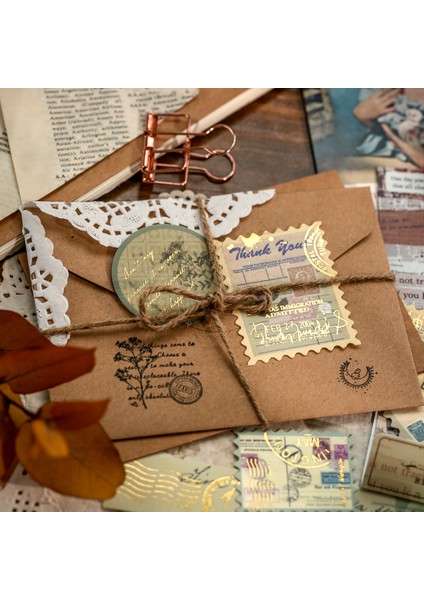 C Stili Dimeets Retro Rehber Serisi Kağıt Çift Ofset Kağıt Yaldız Damgalı Karışık Sticker Paket Dekor Bullet Journaling (Yurt Dışından)