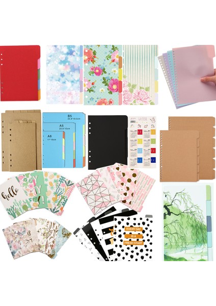 Kedi Stili A4 11 Delik Planner Günlük Ayırıcıları Üst Sekme A5 A6 A7 B5 A4, Siyah Kraft Beyaz Indeks Ayırıcı Kağıt Dashboard (Yurt Dışından)