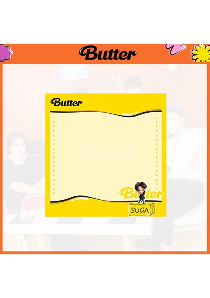 Suga Stili Kpop Butter Bangtan Boys Kağıt Not Defteri Paketi Yapışkan Notlar Sevimli Koreli Grup Ofis Malzemeleri (Yurt Dışından)