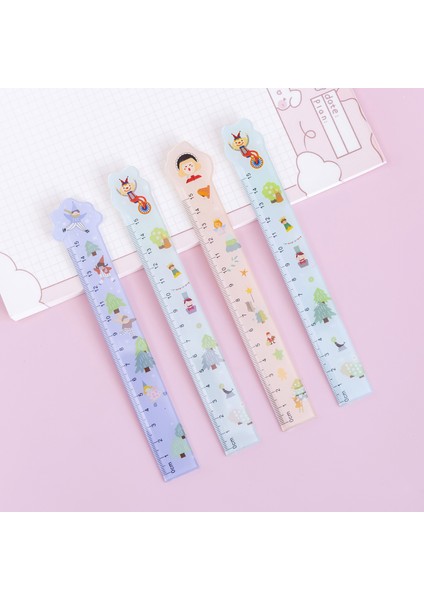 E-Rastgele 1 Adet Tarzı 15CM Sevimli Küçük Taze Karikatür Öğrenci Çizimi Kawaii Cetvel Çok Fonksiyonlu Kendin Yap Çizim Cetveli Öğrenci Ofis Okul Kırtasiye (Yurt Dışından)