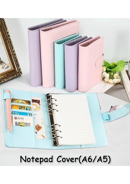 Açık Mor Tarzı A6 Macaron Rengi A6A5 Pu Deri Kendin Yap Ciltli Defter Ajanda Planlayıcı Kağıt Cilt Okul Kırtasiye (Yurt Dışından)