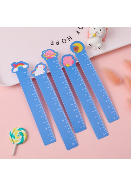 Mavi Stil Karikatür Kawaii Sevimli Plastik Düz Cetvel Ayraç Bükülebilir Cetvel Öğrenci Ofis Yaratıcı Boyama Ölçek Kırtasiye (Yurt Dışından)