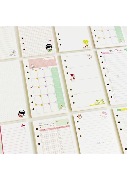 Dizin Sayfaları 6pcs Stili A5 45 Sayfa Kawaii A5 A6 Düz Sayfa Defter Kağıdı Yenileme Spiral Cilt Içindekiler Iç Sayfalar Aylık Haftalık Günlük Planlayıcı Ajandası (Yurt Dışından) fiyatları