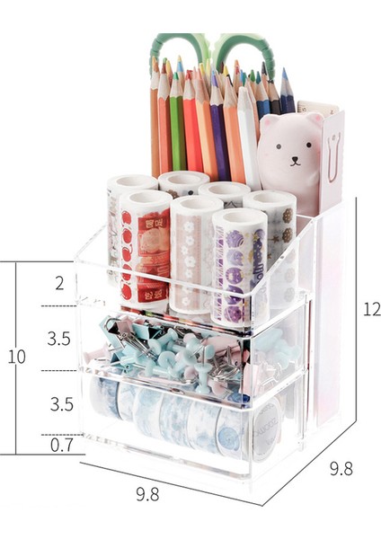 Küçük Kutu Stili Büyük Kapasiteli Kalem Saklama Kutusu Makyaj Organizatör Kutu Masaüstü Malzemeler Saklama Kutusu Kırtasiye Kutusu Okul (Yurt Dışından)