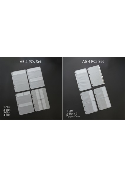 4 Adet Set Stili A6 Maotu Gevşek Yapraklı Pvc Depolama Çantası Etiket Bilet Kart Organizatör Çantası A5 A6 Spiral Defter Günlük Spiral Halkalı Dolguçoğaltıcı (Yurt Dışından)