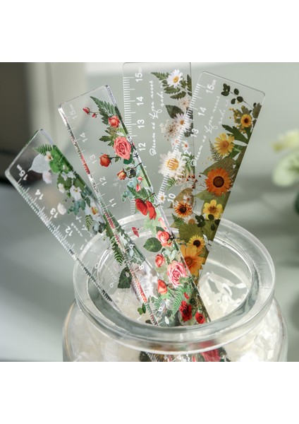 No.3 Tarzı 15 cm Plastik Düz Cetvel Güzel Retro Çiçek Papatya Gül Yaratıcı Yeni Cetveller Sevimli Okul Aksesuarları (Yurt Dışından)