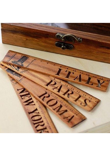 No.2 Tarzı Elle Brook Retro Oyuk Ahşap Paris Eyfel Kulesi Italya New York Roma Düz Cetvel Kırtasiye Ofis Okul Malzemeleri (Yurt Dışından) fiyatları