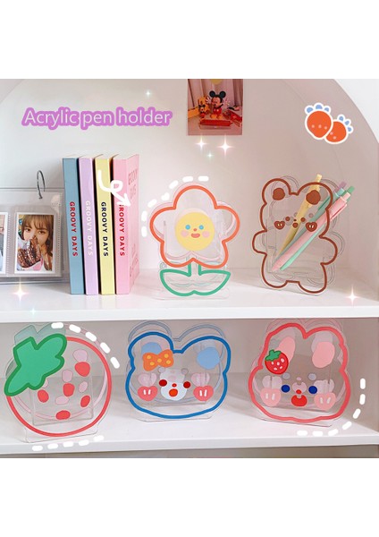 Ruan Meng Xiao Xiong Tarzı Yisuremia Yeni Sevimli Ayı Tavşan Çilek Akrilik Kalemlik Çok Fonksiyonlu Masa Düzenleyici Depolama Kutusu Okul Kırtasiye (Yurt Dışından) modelleri