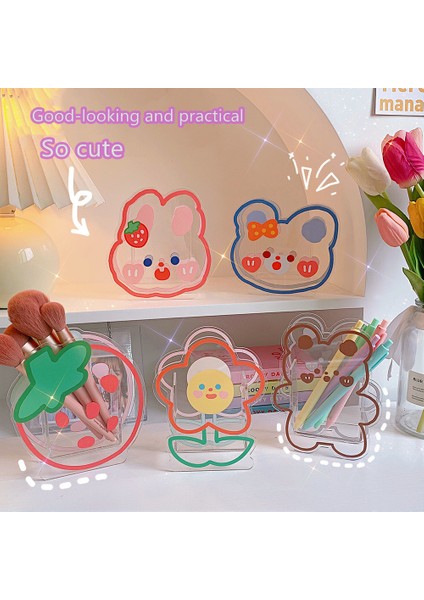 Ruan Meng Xiao Xiong Tarzı Yisuremia Yeni Sevimli Ayı Tavşan Çilek Akrilik Kalemlik Çok Fonksiyonlu Masa Düzenleyici Depolama Kutusu Okul Kırtasiye (Yurt Dışından) fırsatları
