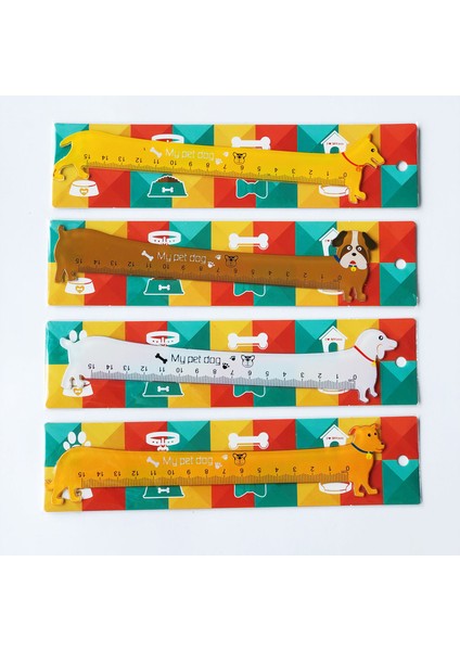 1 Adet Sevimli Köpek 15CM Plastik Düz Cetvel Ölçü Çizim Okul Kırtasiye (Yurt Dışından)
