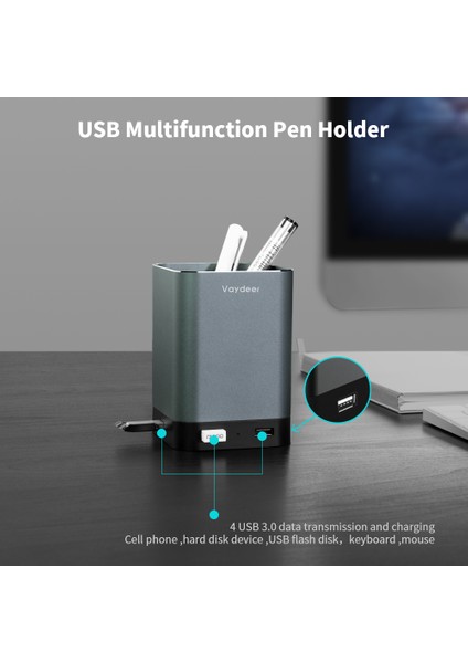 Alüminyum USB Kalem Kalemlik 4 USB 2.0 Portlu Ofis ve Ev Için Dayanıklı ve Sağlam (Yurt Dışından) fiyatları