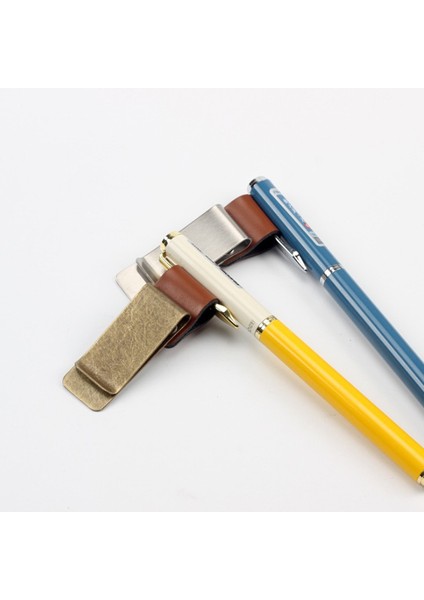 No.5 Tarzı Defter Günlük Okul Ofis Aksesuarları Için 1 Adet Metal Deri Kalem Tutucu Paslanmaz Çelik Kalem Klipsi (Yurt Dışından) fırsatları