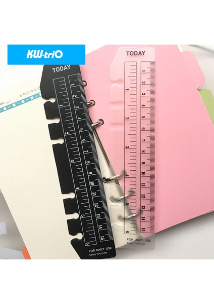 Siyah-A6-3pcs Tarzı Kw-Trio Yaratıcı Spiral Defter Ayraç Cetvel Indeks Cetveli Separator Mark Esnek Ölçüm Taşınabilir A5 A6 A7 Cetvel (Yurt Dışından)