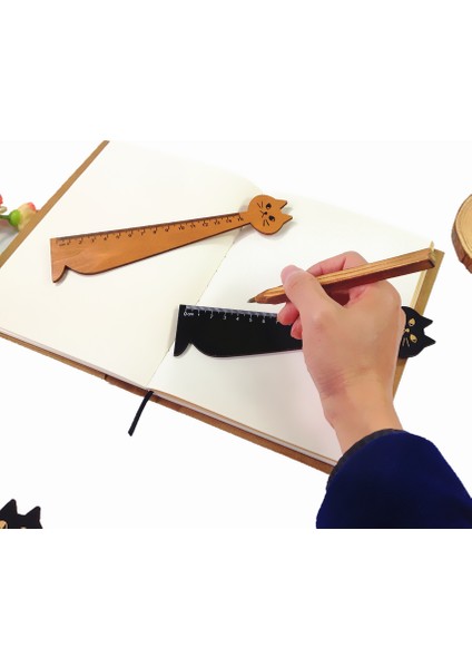 Karışık 2 Renk Stili 2 Adet Yeni Vintage Sevimli Şanslı Kedi Ahşap Cetvel Kitap Ayraç 15 cm Ahşap Düz Cetvel Öğrencilerin Kendi Yapım Araçları (Yurt Dışından) fırsatları
