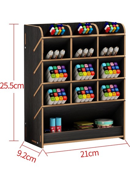 B-Siyah Stili Zarif Yaratıcı Ofis Masaüstü Çok Fonksiyonlu Depolama Kutusu Kişiselleştirilmiş Kalemlik Dekoratif Raf Depolama Kutusu (Yurt Dışından)