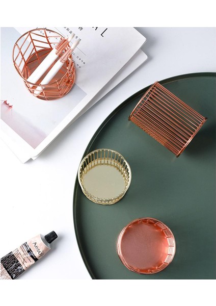 Gül Altın 03 Stili Masaüstü Kalemlik Ofis Okul Depolama Kutusu Metal Altın Rose Gold Kutu Makyaj Depolama - (Yurt Dışından) fırsatları