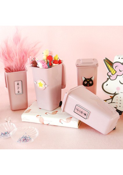 No.3 Tarzı Pembe Kawaii Çöp Kutusu Kalemlik Masaüstü Düzenleyici Depolama Kutusu Büyük Kapasiteli Kalem Kutusu Okul Kırtasiye Ofis Aksesuarları (Yurt Dışından)