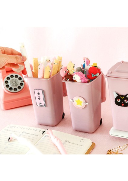 No.3 Tarzı Pembe Kawaii Çöp Kutusu Kalemlik Masaüstü Düzenleyici Depolama Kutusu Büyük Kapasiteli Kalem Kutusu Okul Kırtasiye Ofis Aksesuarları (Yurt Dışından)