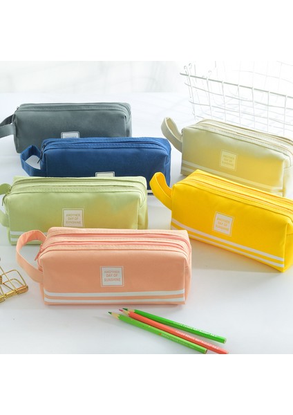 L-Mavi Tarzı Sevimli Katı Renkli Büyük Kapasiteli Kalem Kutusu Çanta Yaratıcı Kawaii Kore Kumaş Kalem Kutusu Ofis Kırtasiye Malzemeleri (Yurt Dışından) fırsatları