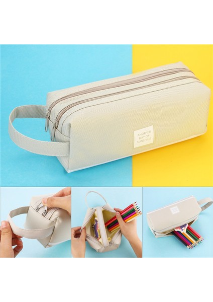 L-Mavi Tarzı Sevimli Katı Renkli Büyük Kapasiteli Kalem Kutusu Çanta Yaratıcı Kawaii Kore Kumaş Kalem Kutusu Ofis Kırtasiye Malzemeleri (Yurt Dışından) indirimleri