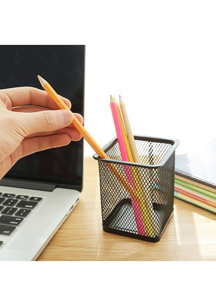 Siyah Dikdörtgen Stili Kalem Kalemlik Ofis Masası Metal Standı Mesh Kare Kalemlik Kupa Kılıfı Konteyner Organizatör Kalem Kutusu Okul Ofis Malzemeleri (Yurt Dışından) fırsatları