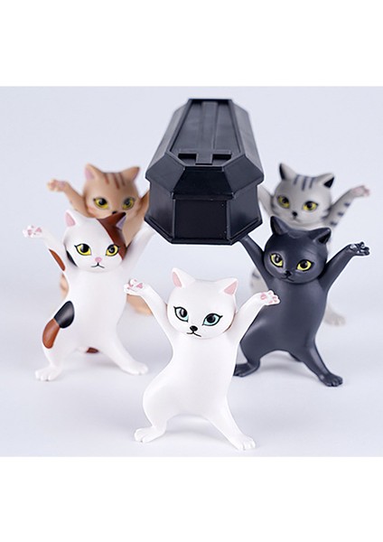 5 Adet Kedi ve Tabut Stili 5 Adet Japon Kedi Kalemlik Siyah Kedi Tabut Askı Taşıma Sevimli Süs Hayvan Heykeli El Yapımı Ev Dekorasyon Kedi Bebekleri (Yurt Dışından)