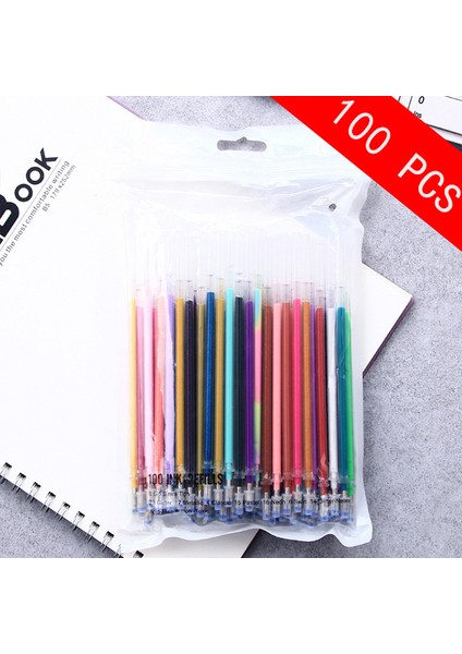 100 Adet Çanta Ulticolor Jel Kalem Yedekleri Seti Renkli Parlak Glitter Kalem Yedekleri Yazma Dıy Boyama Graffiti Için (Yurt Dışından)