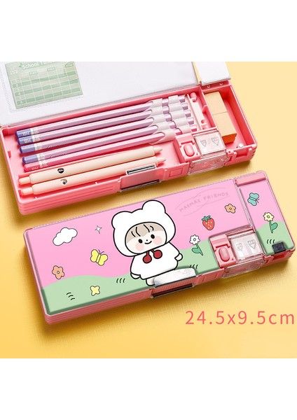 A2 Stili Çizgi Film Kırtasiye Kutusu ve Kalemtraşlı Plastik Kalem Kutusu Okul Saklama Kutusu Çocuk Sevimli Kalem Kutusu Öğrenci Kalem Kutusu Hediyeler (Yurt Dışından)