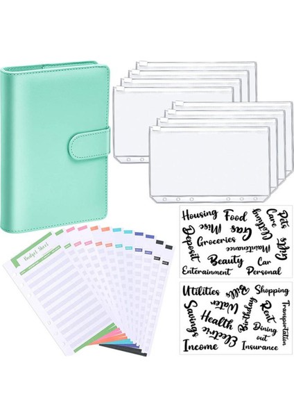 Type2 Yeşil Stil 2022 A6 Defter Cüzdanı Bütçe Planlayıcı Organizatör Nakit Bütçe Zarf Sistemi Pu Deri Fermuarlı Cebi Etiket Etiketleri (Yurt Dışından)