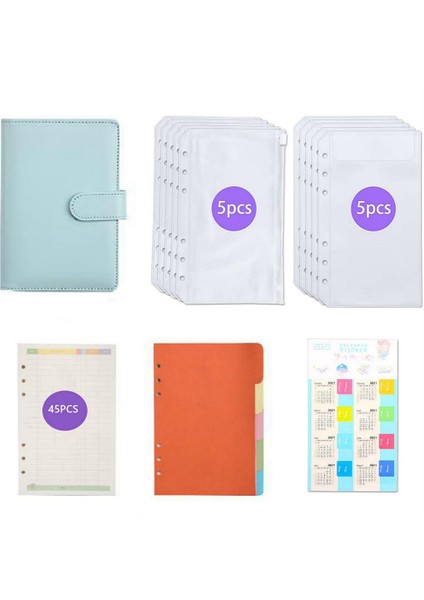 Type2 Yeşil Stil 2022 A6 Defter Cüzdanı Bütçe Planlayıcı Organizatör Nakit Bütçe Zarf Sistemi Pu Deri Fermuarlı Cebi Etiket Etiketleri (Yurt Dışından)