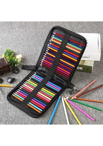 B-48DELİK Stili Büyük Siyah Kalem Kutusu Delikli Katlanabilir Kırtasiye Saklama Sanat Kalemleri Boyama Kalem Kutu Çantaları Okul Ofis Hediye (Yurt Dışından) fırsatları