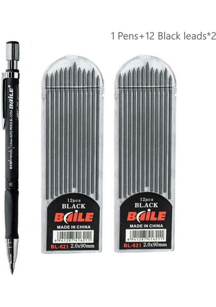 Siyah Kalem D Stili Ayarla Mekanik Kalem Seti 2b Otomatik Kalemler ile Siyah Kurşun Yedekleri Için Taslak Çizim, Yazma, El Sanatları (Yurt Dışından)