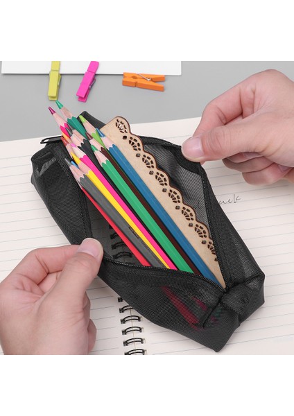 Siyah 01 Stili Siyah Beyaz Gri Şeffaf Fermuarlı Kalem Çantası Naylon File Kalem Kutusu Ofis Öğrenci Kalem Kutusu Kırtasiye Depolama Aracı (Yurt Dışından) indirimleri