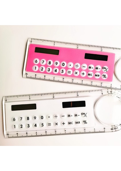 Pembe Tarzı Mini Ultra-Ince Düz Cetvel Güneş Kalkülatör Büyüteç Çok Fonksiyonlu Kalkülatör Okul Ofis Malzemeleri (Yurt Dışından) fırsatları