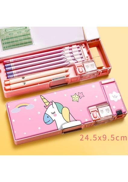A4 Stili Çizgi Film Kırtasiye Kutusu ve Kalemtraşlı Plastik Kalem Kutusu Okul Saklama Kutusu Çocuk Sevimli Kalem Kutusu Öğrenci Kalem Kutusu Hediyeler (Yurt Dışından)