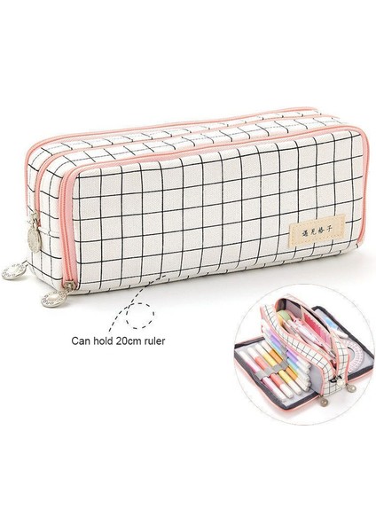 3 Katman Stili Tuval Büyük Kapasiteli Kalem Kutusu Ofis Kırtasiye Çok Katmanlı Kalem Çantası Kalem Kutusu Kırtasiye Kalem Kutusu Okul Malzemeleri (Yurt Dışından)