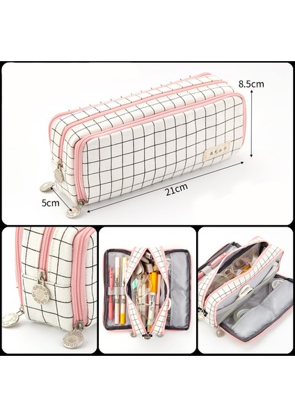 3 Katman Stili Tuval Büyük Kapasiteli Kalem Kutusu Ofis Kırtasiye Çok Katmanlı Kalem Çantası Kalem Kutusu Kırtasiye Kalem Kutusu Okul Malzemeleri (Yurt Dışından) modelleri