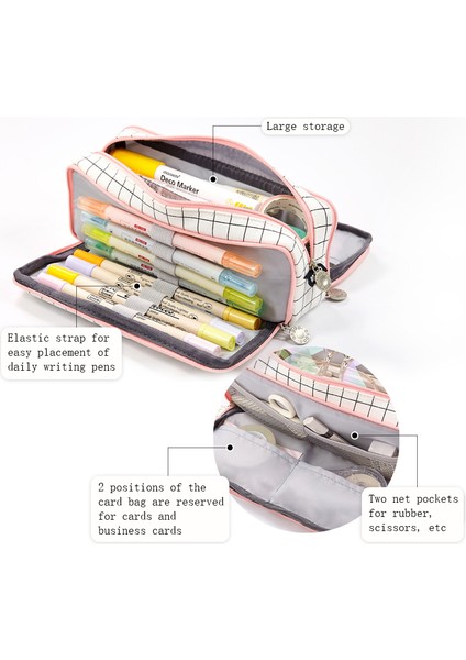 3 Katman Stili Tuval Büyük Kapasiteli Kalem Kutusu Ofis Kırtasiye Çok Katmanlı Kalem Çantası Kalem Kutusu Kırtasiye Kalem Kutusu Okul Malzemeleri (Yurt Dışından) fırsatları