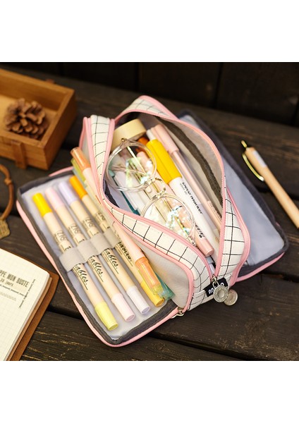 3 Katman Stili Tuval Büyük Kapasiteli Kalem Kutusu Ofis Kırtasiye Çok Katmanlı Kalem Çantası Kalem Kutusu Kırtasiye Kalem Kutusu Okul Malzemeleri (Yurt Dışından) indirimleri