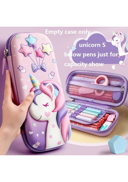 Tek nuzlu At Küçük Stil Pembe Unicorn Kalem Kutusu Eva 3D Kalem Kutusu Kırtasiye Organizer Okul Malzemeleri Kawaii Cetvel Silgiler Tutucu Hediye Torbası Ins Depolama (Yurt Dışından)