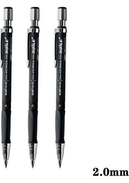 3 Adet Siyah Kalem Stili Mekanik Kalem Seti 2b Otomatik Kalemler Gri Renkli Kurşun Kalem Çizim Yazma Araçları Kırtasiye (Yurt Dışından)