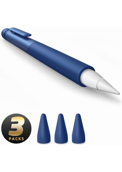 Mavi Stil Supcase Silikon Koruyucu Kılıf Apple Pencil 1 Için 1.nesil, Kaymaz Tutma ve Uç Kapağı 3 Parça Aksesuarları (Yurt Dışından)