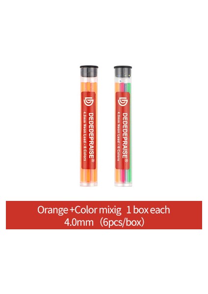 ORANGE6PCS-MIX6PCS Tarzı Metal Otomatik Mekanik Kömür Kalem Kalın Renkli Kalem Yedek Kurşun Çekirdek Neon Kurşun 6 Renk Çizim Silinebilir (Yurt Dışından)